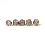 Czech Glass Lampwork Bead - Smooth Round 06MM Flower ON BLACK DIAMOND