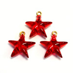 Plastic Pendant - Star with Brass Loop 15MM RUBY