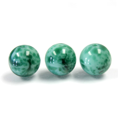 Czech Glass Lampwork Bead - Round 12MM CHINESE JADE