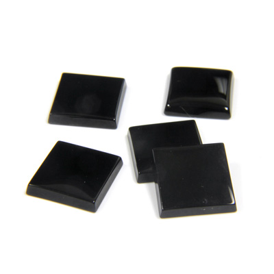 Gemstone Flat Back Single Bevel Buff Top Stone - Square 10x10MM BLACK ONYX