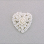 Plastic Carved Flower - Cluster Heart 18x16MM WHITE