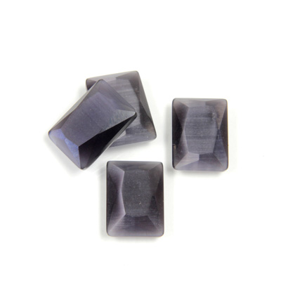 Fiber-Optic Flat Back Stone with Faceted Top and Table - Cushion 14x10MM CAT'S EYE GREY