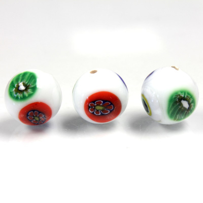 Glass Lampwork Bead - Smooth Round 12MM VENETIAN WHITE