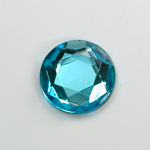 Glass Flat Back Rose Cut Fancy Foiled Stone - Round 18MM AQUA