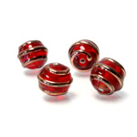 Czech Glass Lampwork Bead - Round 12MM COPPER WRAP GARNET