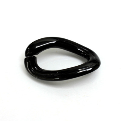 Plastic Bead - Opaque Color Smooth Oval Split Link 31x18MM JET