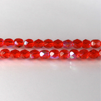 Czech Glass Fire Polish Bead - Round 05MM LT RUBY AB