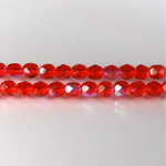 Czech Glass Fire Polish Bead - Round 05MM LT RUBY AB