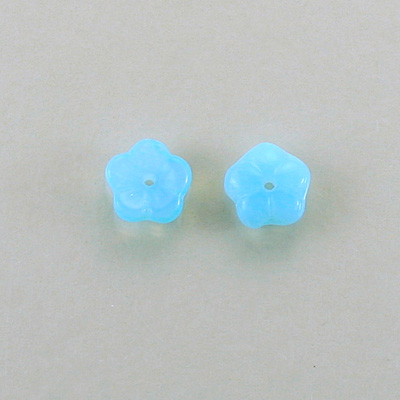 Czech Glass Flower with Center Hole - Round 08MM OPAL AQUA
