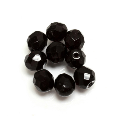 Czech Glass Fire Polish 1-Hole Ball - 08MM JET