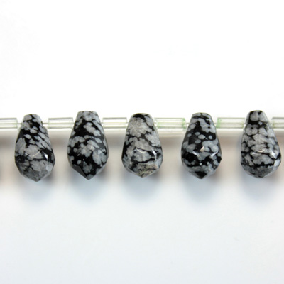Gemstone Pendant - Faceted Pear 10x6MM SNOWFLAKE OBSIDIAN