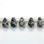 Gemstone Pendant - Faceted Pear 10x6MM SNOWFLAKE OBSIDIAN