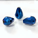 Chinese Cut Crystal Bead - Pear 13x10MM BLUE METALLIC