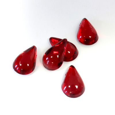 Plastic Flat Back Foiled Cabochon - Pear 13x9MM RUBY
