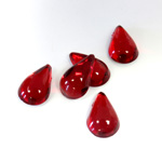 Plastic Flat Back Foiled Cabochon - Pear 13x9MM RUBY