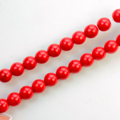 Czech Pressed Glass Bead - Smooth Round 06MM CHERRY RED