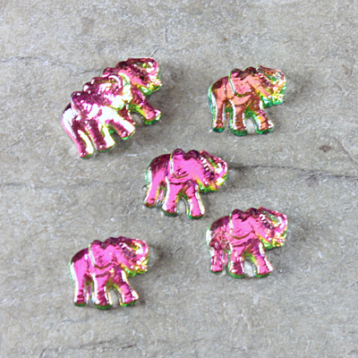 Glass Flat Back Elephant - 08MM IRIDIS Foiled