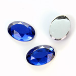 Plastic Flat Back Foiled Rose Cut Rhinestone - Oval 18x13MM SAPPHIRE