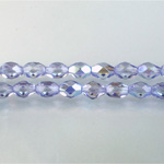 Czech Glass Fire Polish Bead - Oval 07x5MM 1/2 Coated LILAC AB 45117