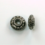 Metalized Plastic Engraved Bead - Wheel 12x5 ANT SILVER