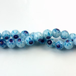 Glass Millefiori Bead - Round 06MM WHITE AQUA RED (15)