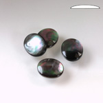 Shell Flat Back Cabochon - Oval 12x10MM BLACK TAHITI PEARL