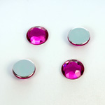 Plastic Flat Back Foiled Rose Cut Rhinestone - Round 11MM FUCHSIA