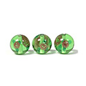 Czech Glass Lampwork Bead - Smooth Round 10MM Flower ON PERIDOT