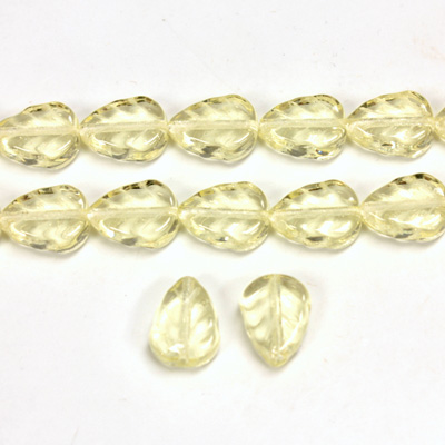 Czech Pressed Glass Engraved Bead - Leaf 10x8MM LT JONQUIL