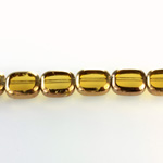 Glass Fire Polished Table Cut Window Bead - Cushion Antique 12x8MM SMOKE TOPAZ with METALLIC COATING