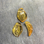 Czech Pressed Glass Engraved Pendant - Leaf 14x9MM TOPAZ