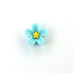 Plastic Carved No-Hole Flower - StarShape 14MM MATTE AQUA with YELLOW Center