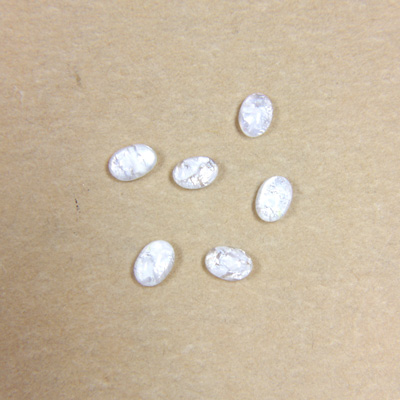Glass Medium Dome Lampwork Cabochon - Oval 06x4MM OPAL WHITE (05015)