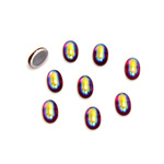 Glass Medium Dome Foiled Cabochon - Coated Oval 06x4MM RUBY AB