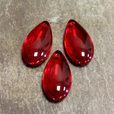 Czech Pressed Glass Pendant - Smooth Pear 22X12MM RUBY