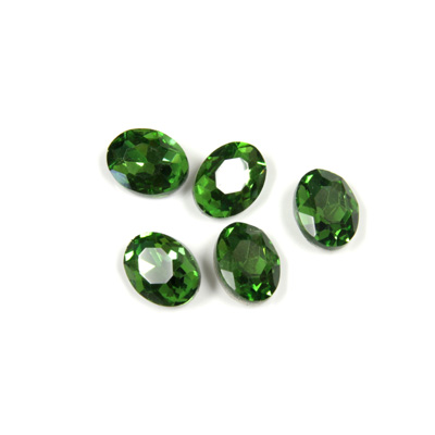 Cut Crystal Point Back Fancy Stone Foiled - Oval 08x6MM EMERALD
