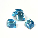 Glass Lampwork High Dome Foiled Cabochon - Fancy Navette 11x8MM AQUA