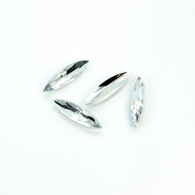 Plastic Point Back Foiled Stone - Navette 15x4MM CRYSTAL