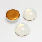 Glass Medium Dome Foiled Cabochon - Round 15MM WHITE OPAL