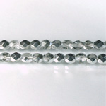 Czech Glass Fire Polish Bead - Round 05MM 1/2 Coated CRYSTAL/SILVER