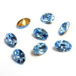 Swarovski Crystal Foiled Point Back Tin Table Cut (TTC) Fancy Stone - Oval 06x4MM AQUAMARINE