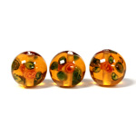 Czech Glass Lampwork Bead - Smooth Round 12MM Flower ON TOPAZ