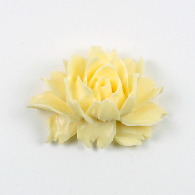 Plastic Carved No-Hole Flower - Rose 43x32MM IVORY