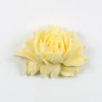 Plastic Carved No-Hole Flower - Rose 43x32MM IVORY