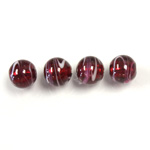 Czech Glass Lampwork Bead - Round 08MM RUBY WHITE SWIRL SILVER LINE 90352