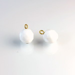 Glass Fire Polished Bead with 1 Brass Loop - Round 10MM CHALKWHITE/Brass