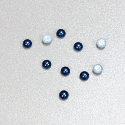 Glass Medium Dome Cabochon Pearl Spray Finish - Round 04MM NAVY