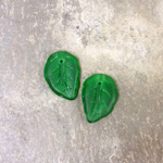 Czech Pressed Glass Engraved Pendant - Leaf 14x3MM MATTE LIGHT EMERALD