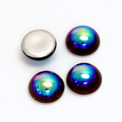 Glass Medium Dome Foiled Cabochon - Round 13MM AMETHYST AB