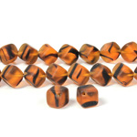Czech Pressed Glass Bead - Cube with Diagonal Hole 08MM MATTE TORTOISE